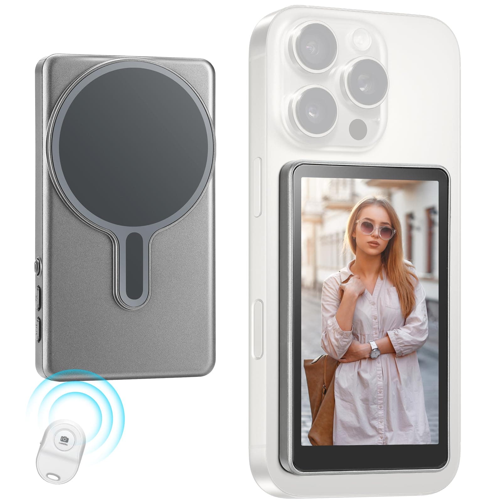 Wireless Magnetic Selfie Screen for Mobile | Phone Mirroring Display for Vlogging, iPhone & Android