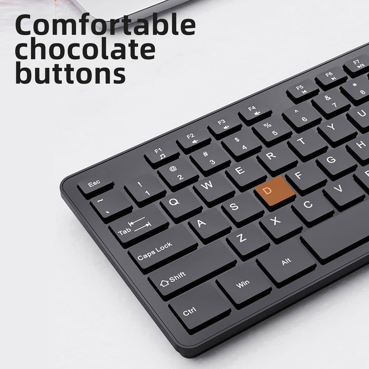 JERTECH KM400 Ultra Slim Office Computer 2.4G Silent Wireless Keyboard and Mouse for Tablet